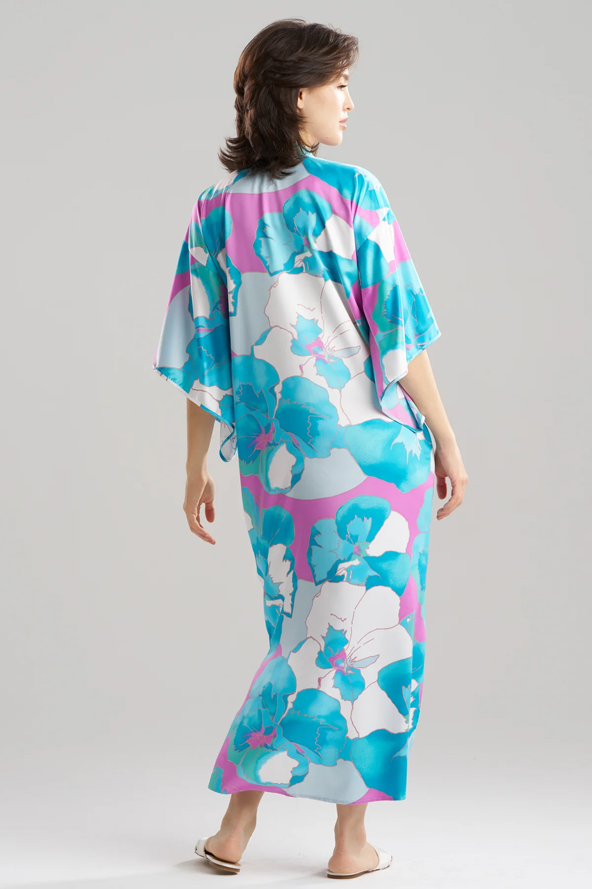 Floria Printed Satin Mandarin Caftan - Image 4