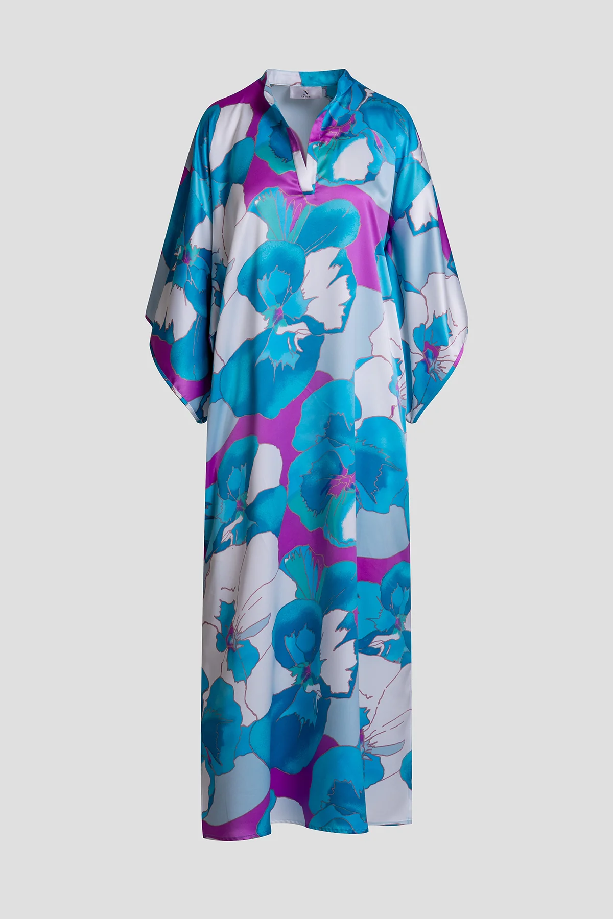 Floria Printed Satin Mandarin Caftan - Image 5