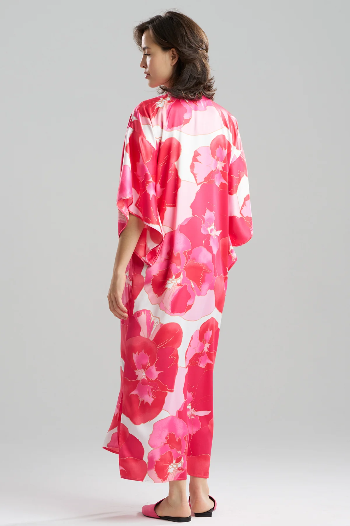 Floria Printed Satin Mandarin Caftan - Image 2