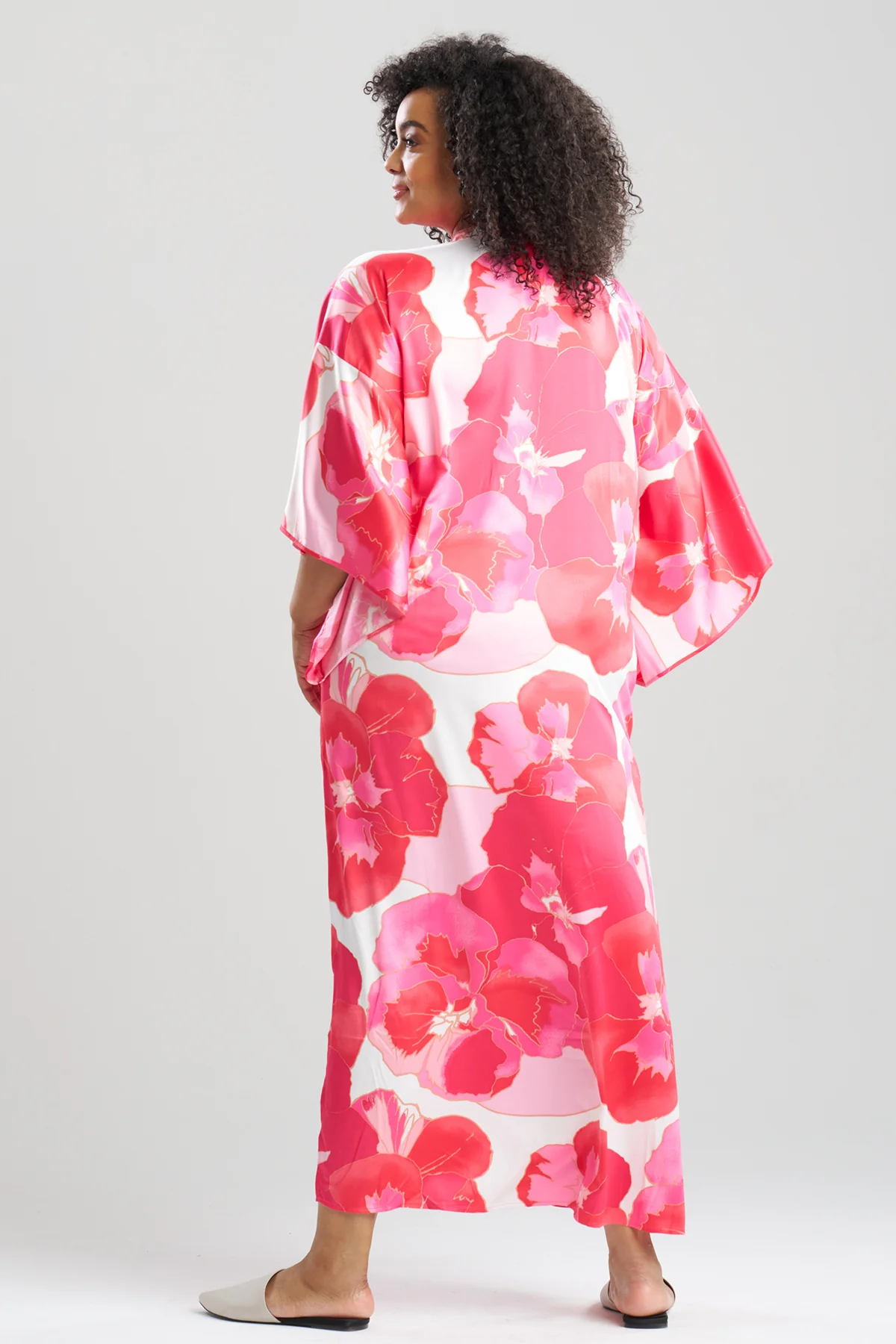 Floria Printed Satin Mandarin Caftan - Image 4