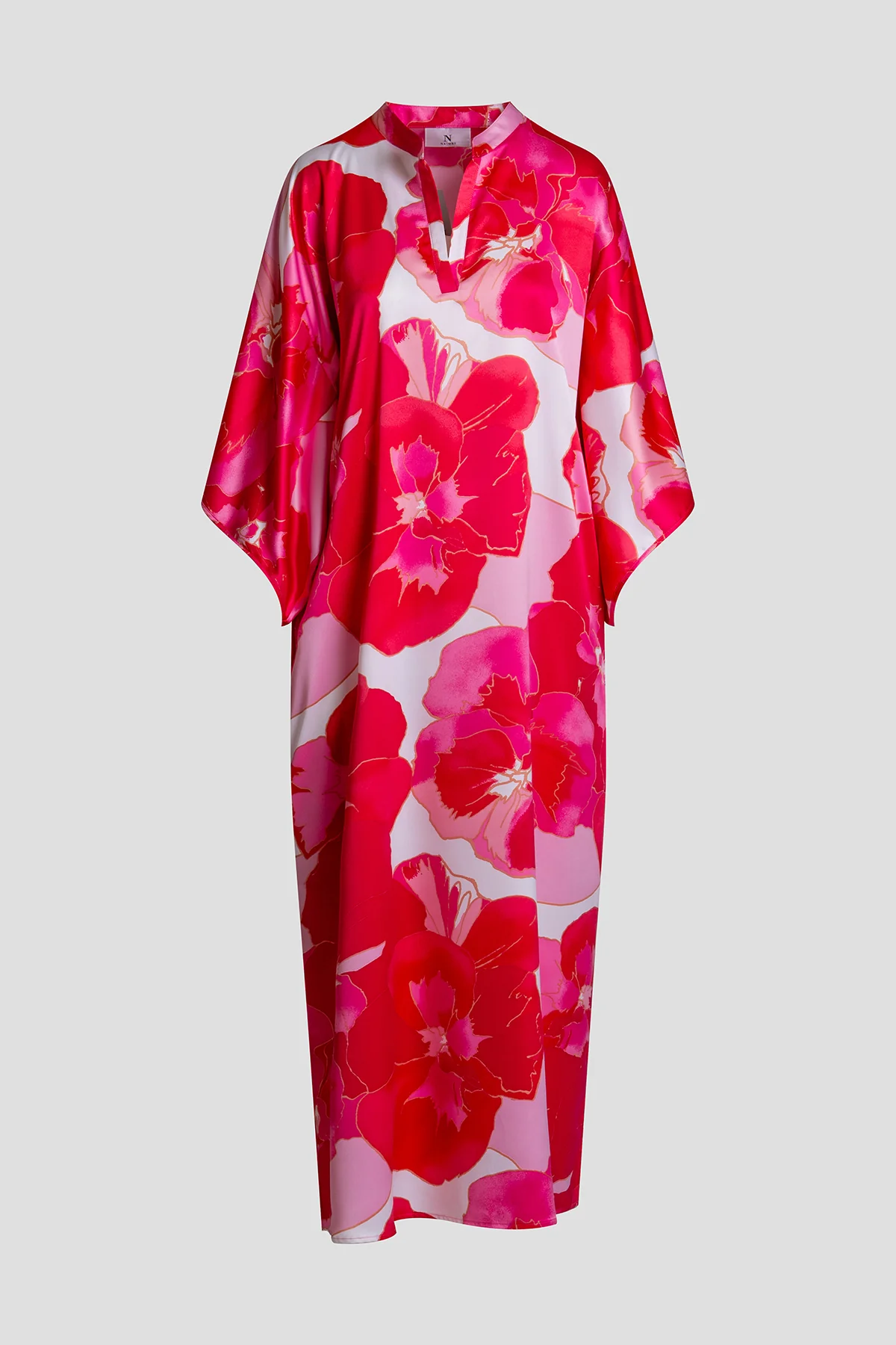 Floria Printed Satin Mandarin Caftan - Image 5
