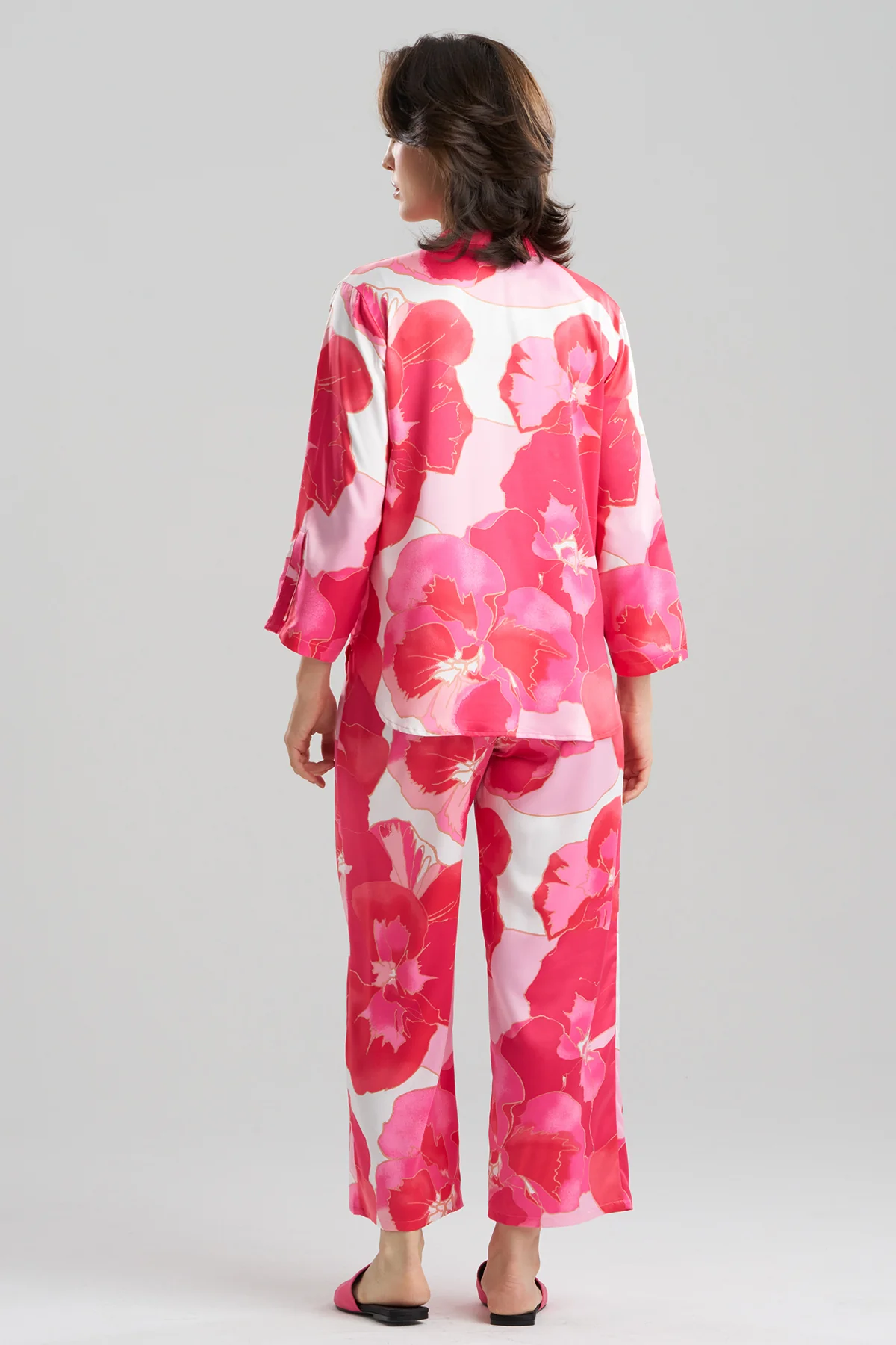 Floria Printed Satin Mandarin PJ Set - Image 2
