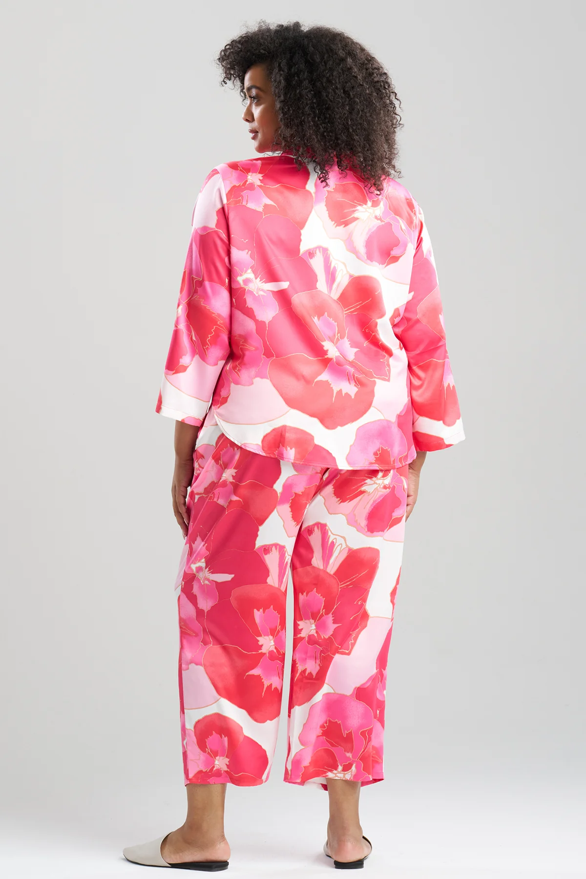 Floria Printed Satin Mandarin PJ Set - Image 4
