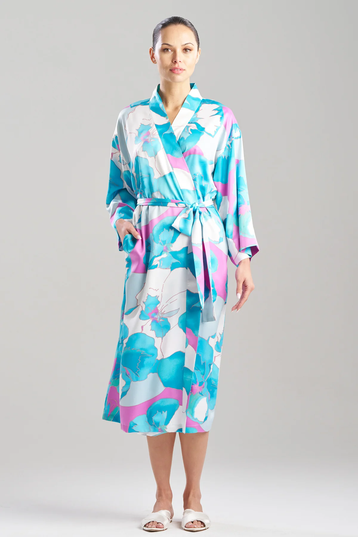 Floria Printed Satin Robe