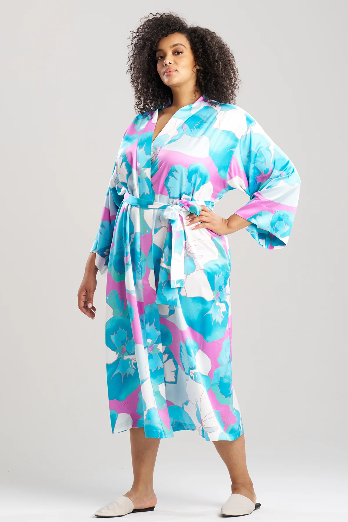 Floria Printed Satin Robe - Image 3