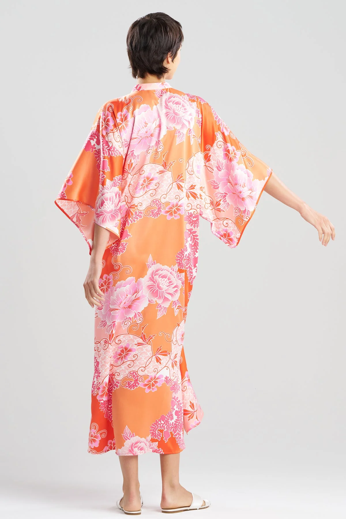 Flourish Printed Satin Mandarin Butterfly Caftan - Image 2