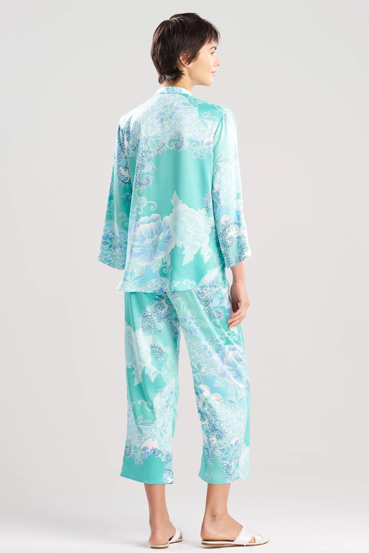 Flourish Printed Satin Mandarin PJ - Image 4