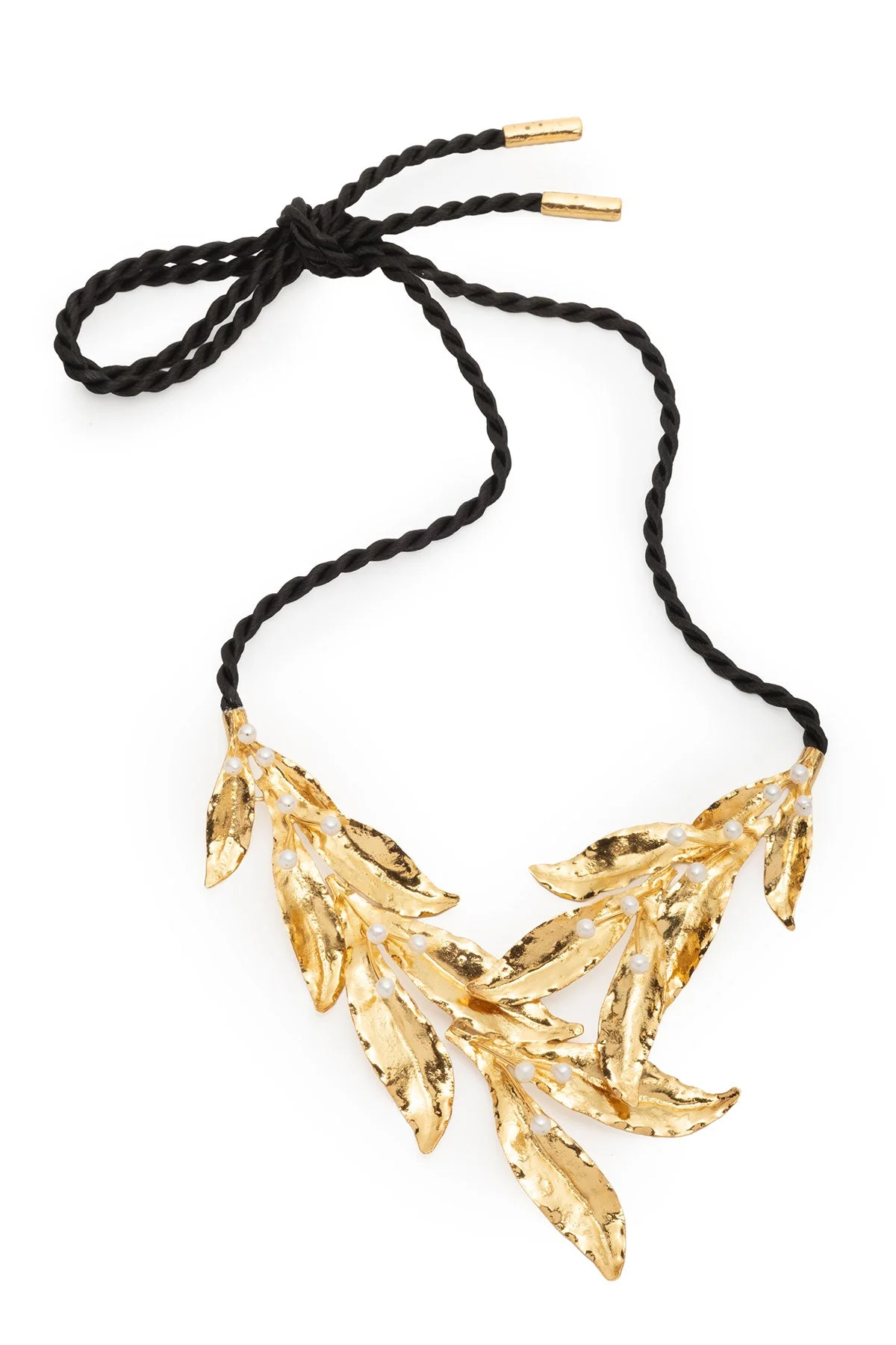 Fresh Water Pearl & Gold Plated Cluster Leaf Necklace
