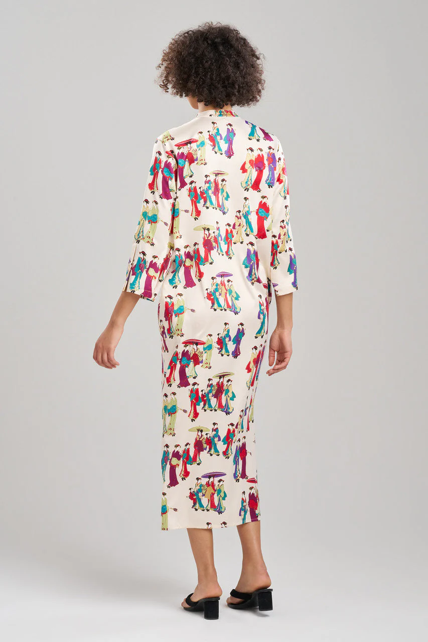 Geisha Printed Satin Zip Caftan - Image 2