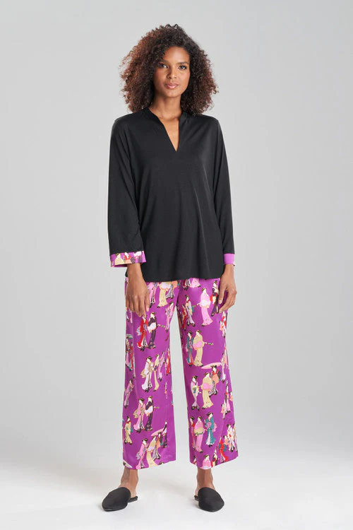 Geisha Printed Satin Mandarin PJ - Image 6