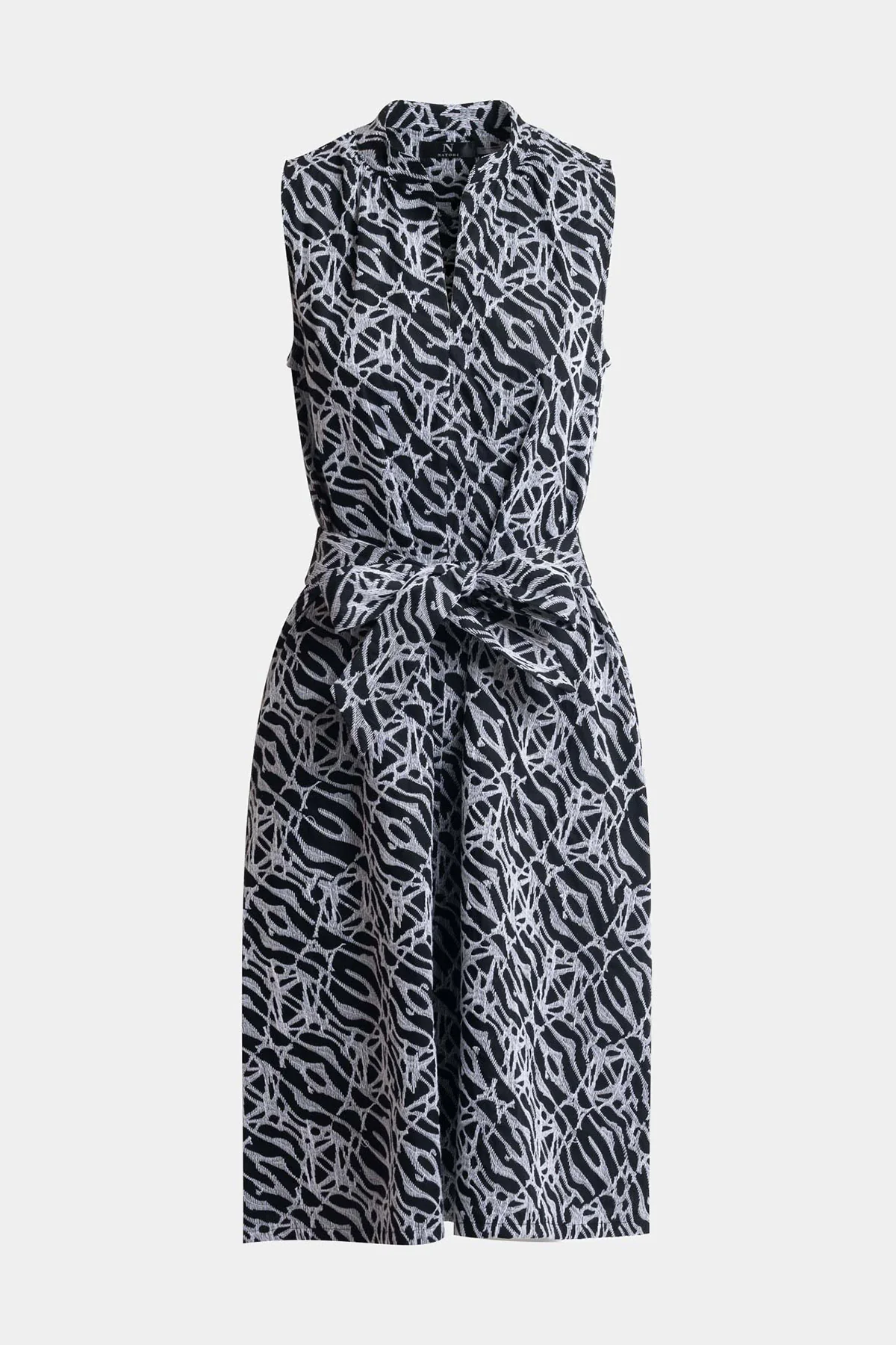 Geo Embroidered Cotton Poplin Mandarin Dress - Image 4