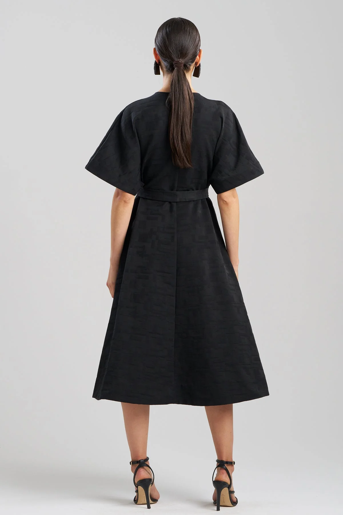 Geo Texture Jacquard Kimono Wrap Dress - Image 3