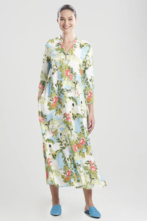Gion-Printed Challis Caftan