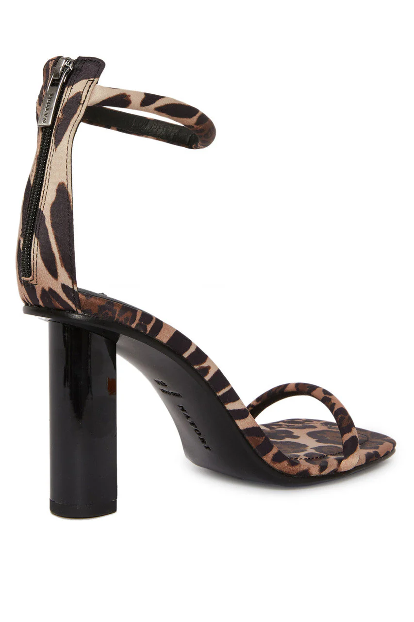 Glow Luxe Leopard Satin Block Heel Sandal - Image 2