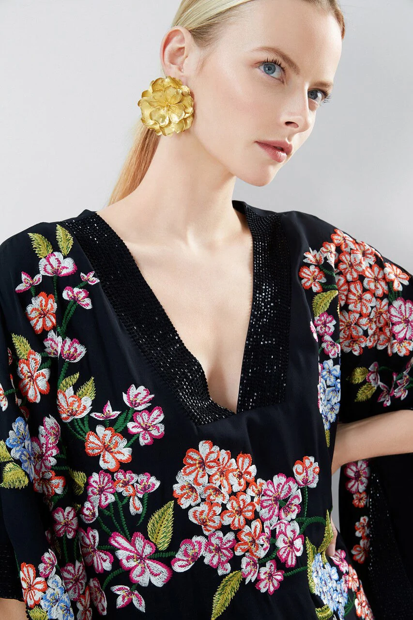 Gold Brass Peony Clip Earrings - Image 8