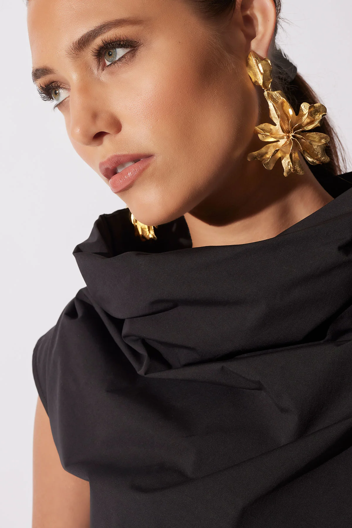 Gold Plated Brass Floral Cuff Earrings - Image 10