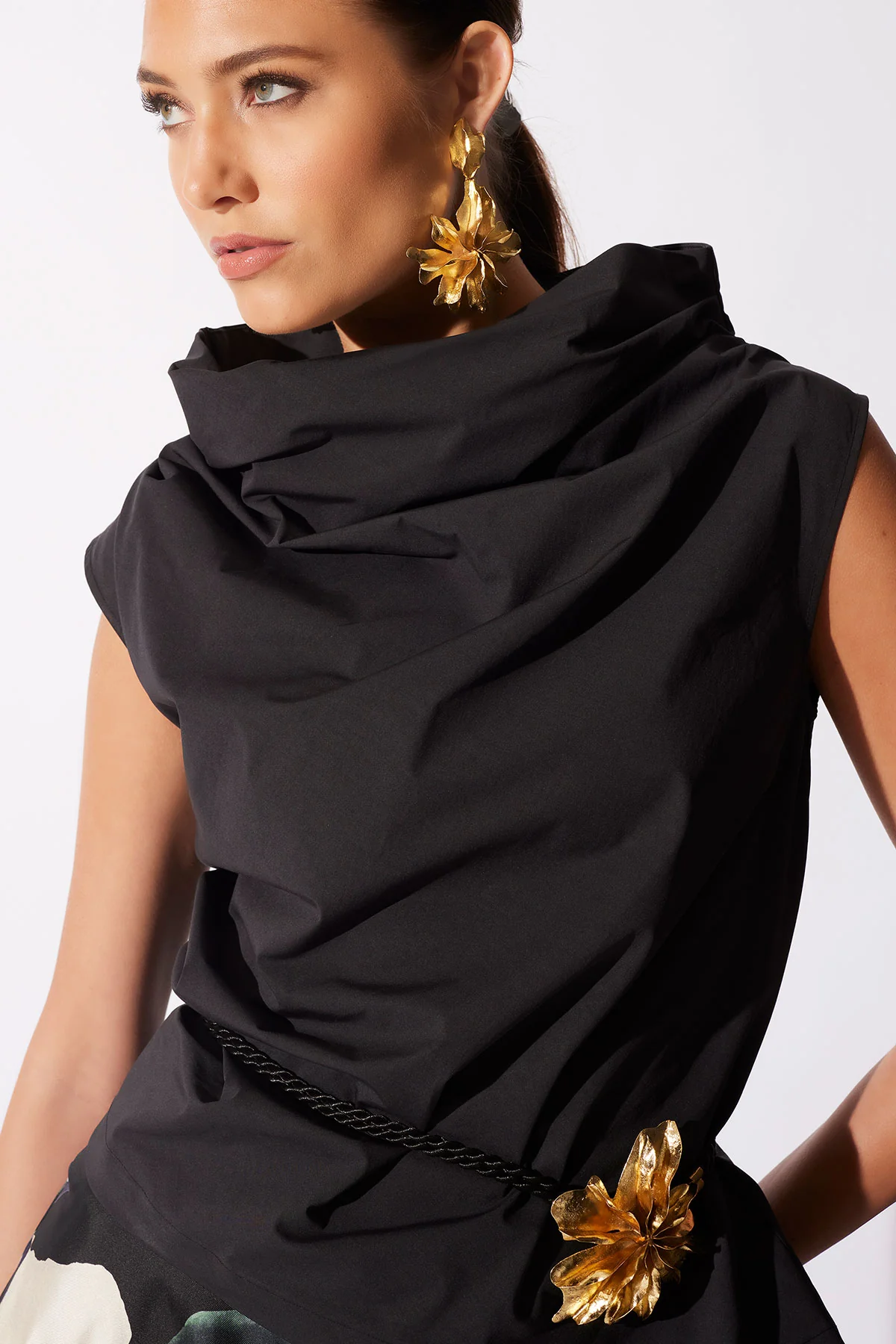 Gold Plated Brass Floral Cuff Earrings - Image 11