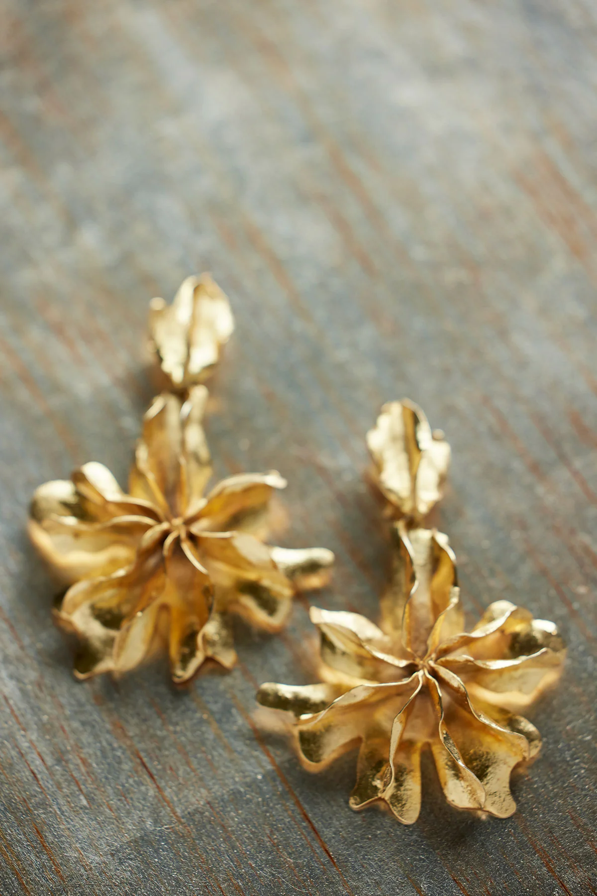 Gold Plated Brass Floral Cuff Earrings - Image 6
