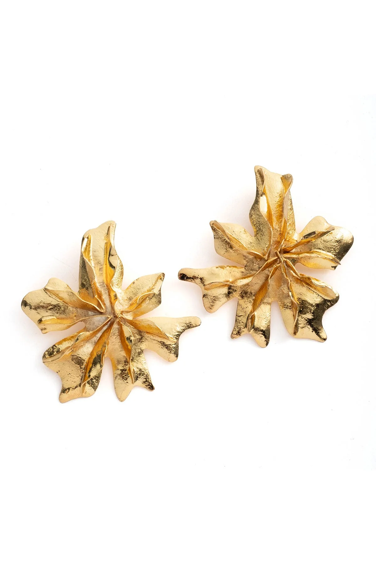 Gold Plated Brass Floral Earrings