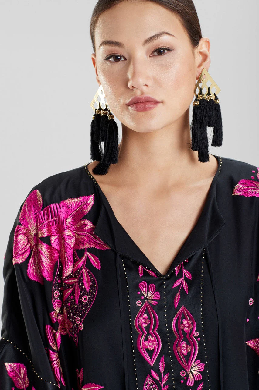 Gold Plated Brass Geo Tassel Clip Earrings - Image 3