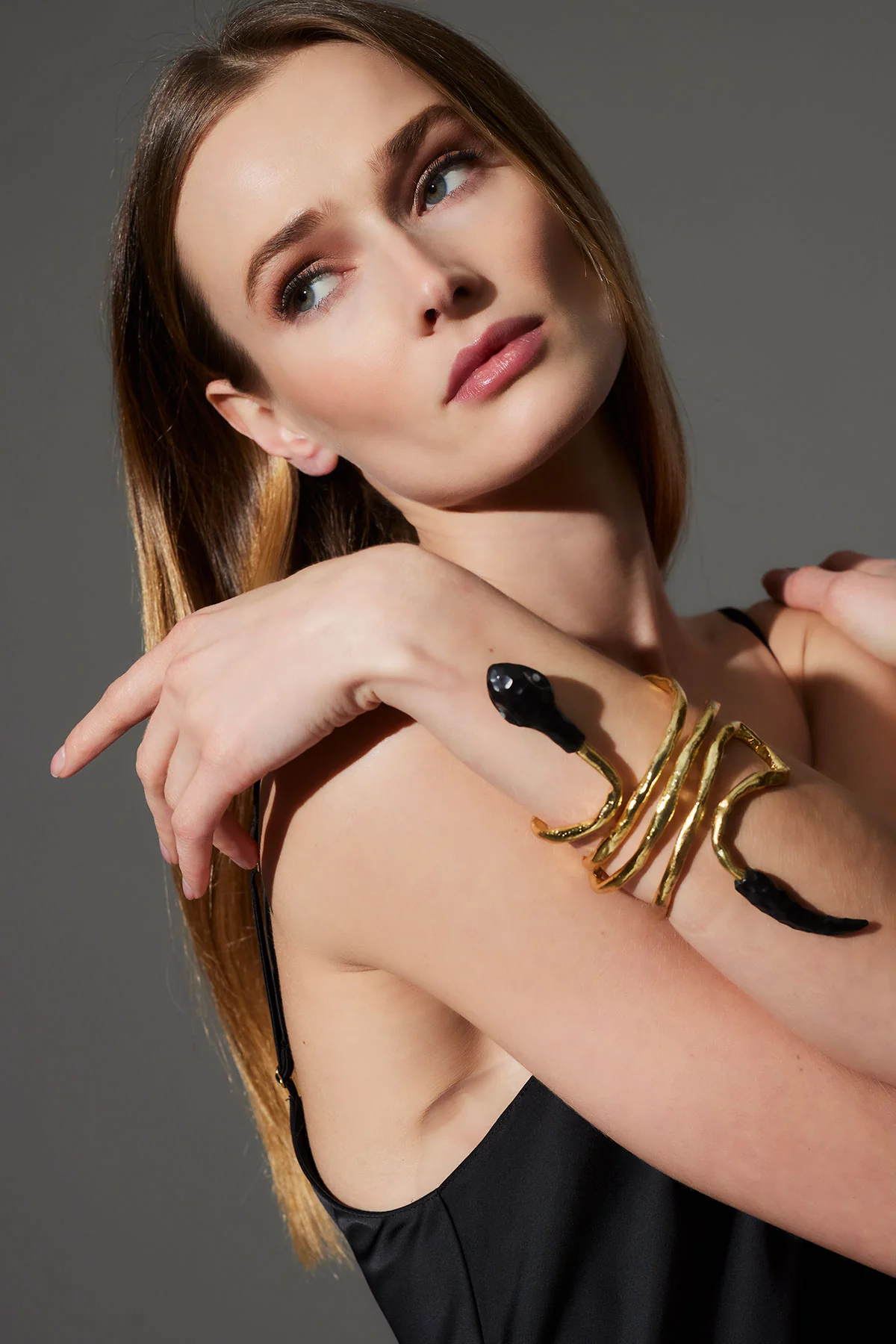 Gold Plated Brass Snake Bracelet - Image 2