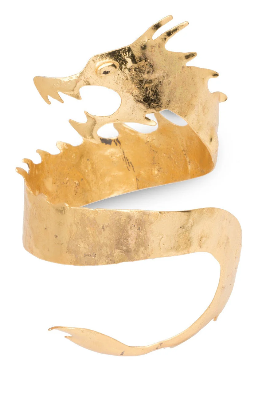 Hammered Brass Dragon Cuff Bracelet - Image 2