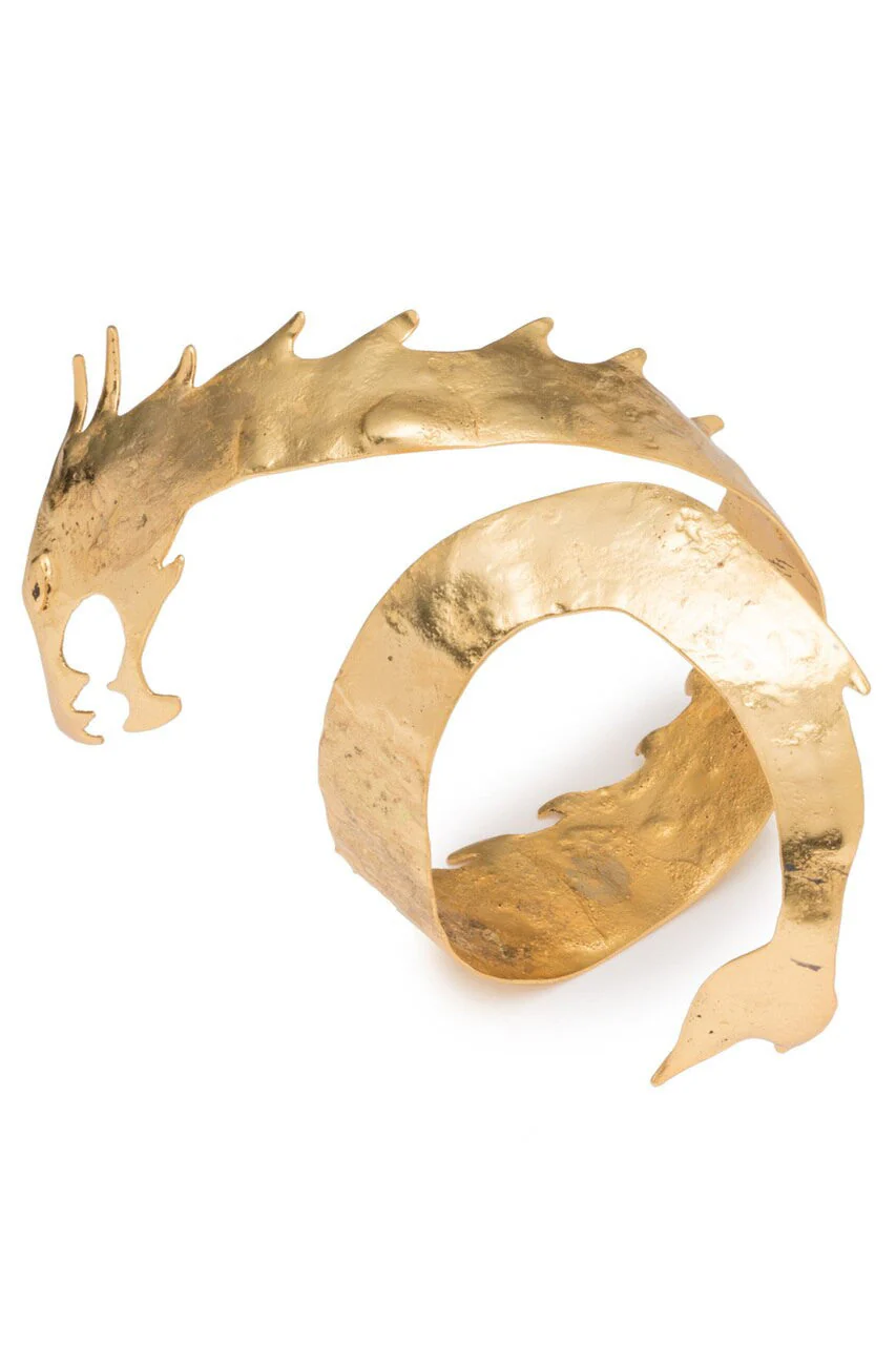 Hammered Brass Dragon Cuff Bracelet - Image 5