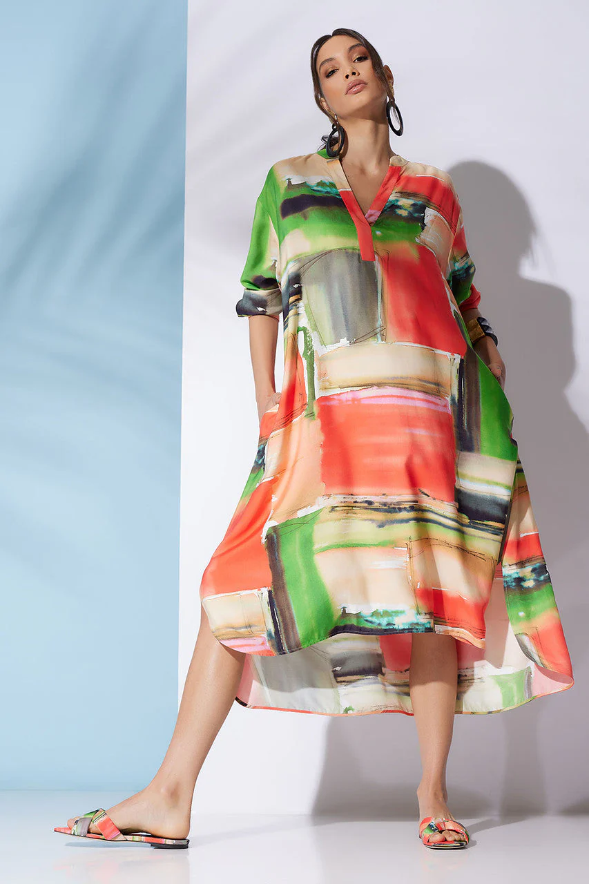 Hikaru Cotton Silk Oversized Half Placket Shirtdress - Image 3