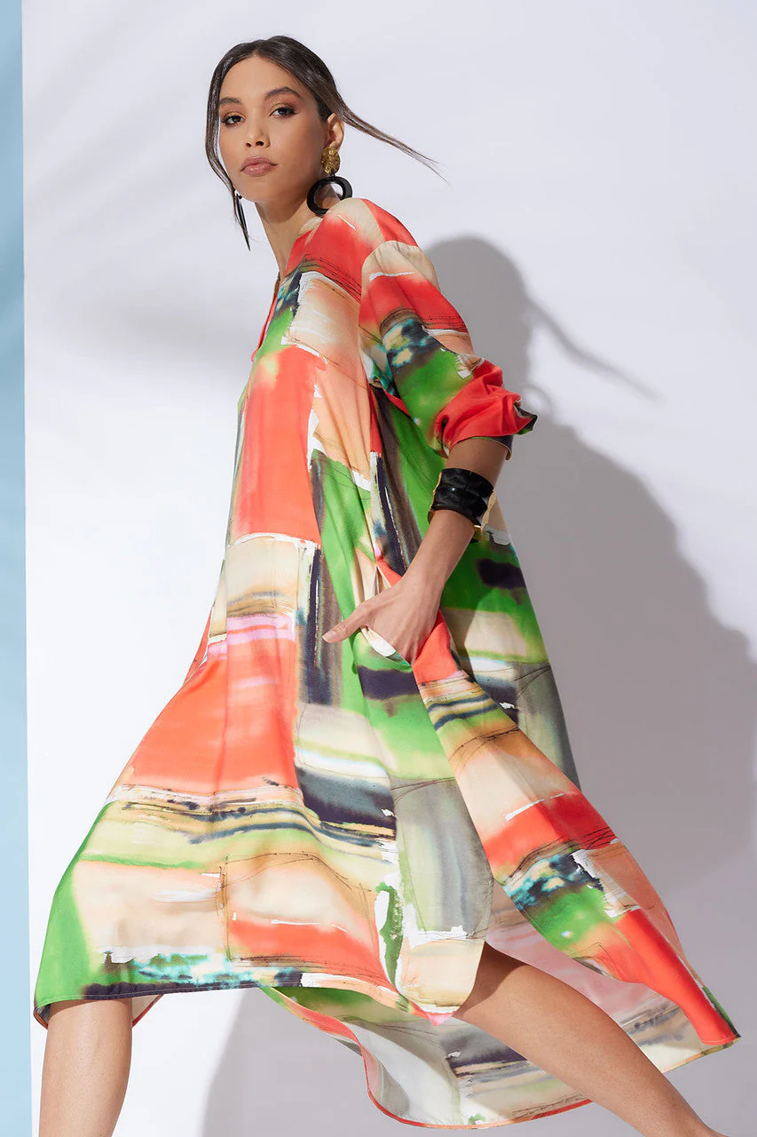 Hikaru Cotton Silk Oversized Half Placket Shirtdress - Image 4