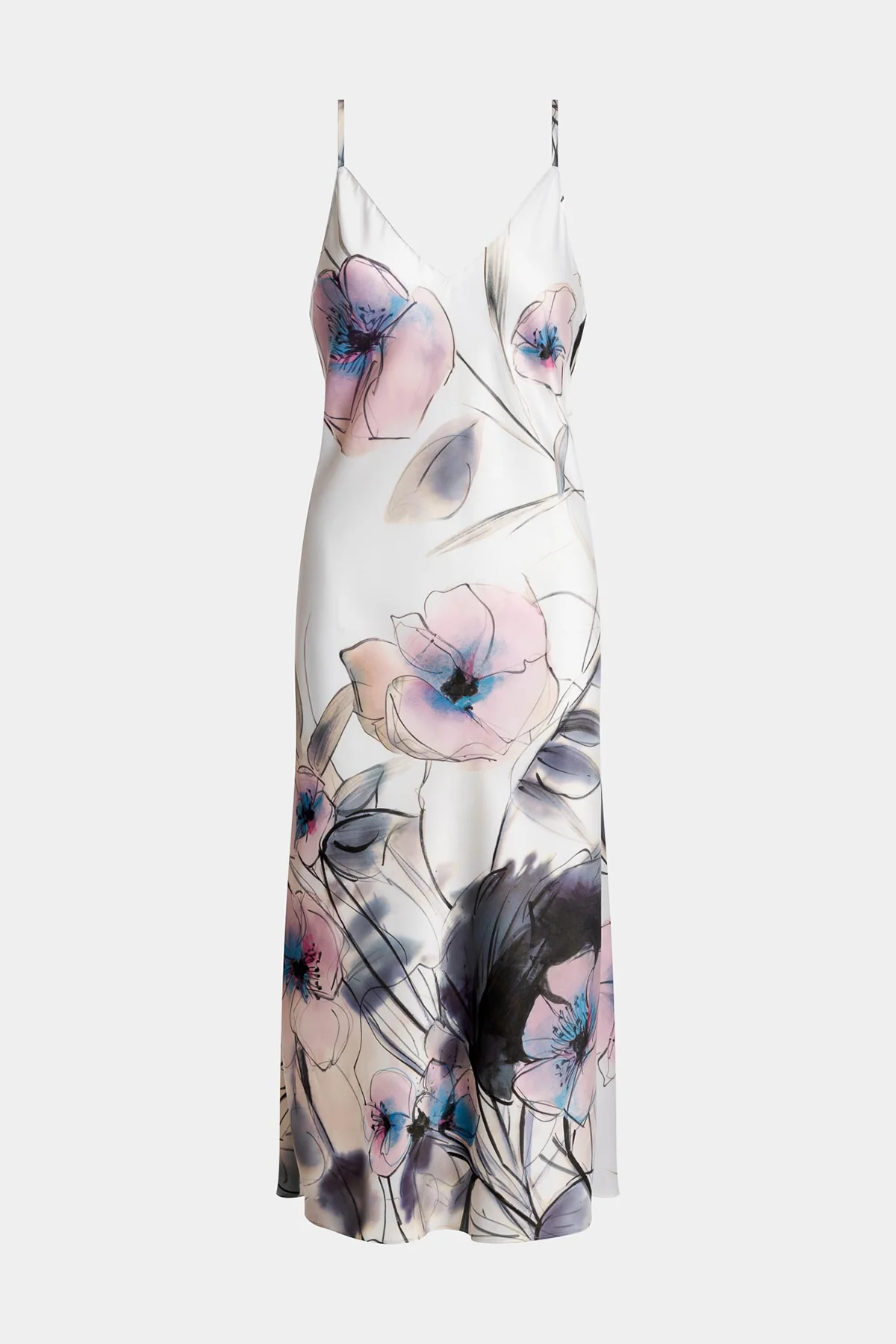 Hiyaku Printed Charmeuse Slip Dress - Image 3