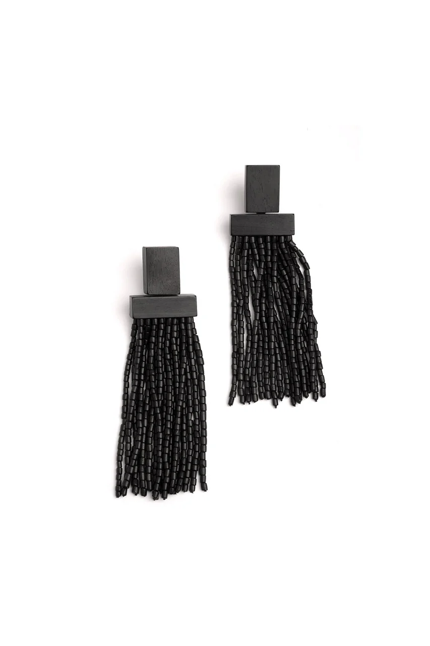 Horn Geo Fringe Clip Earrings