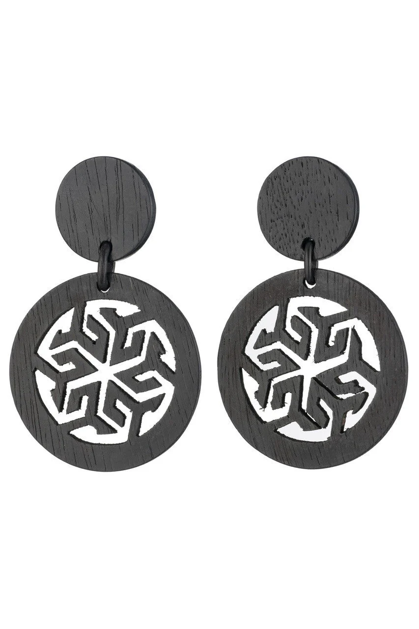 Horn Round Drop Clip Earrings