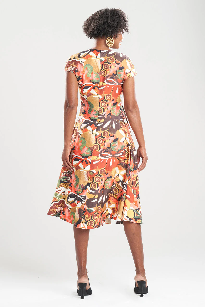 Ikebana Printed Cotton Silk Drape Dress - Image 2