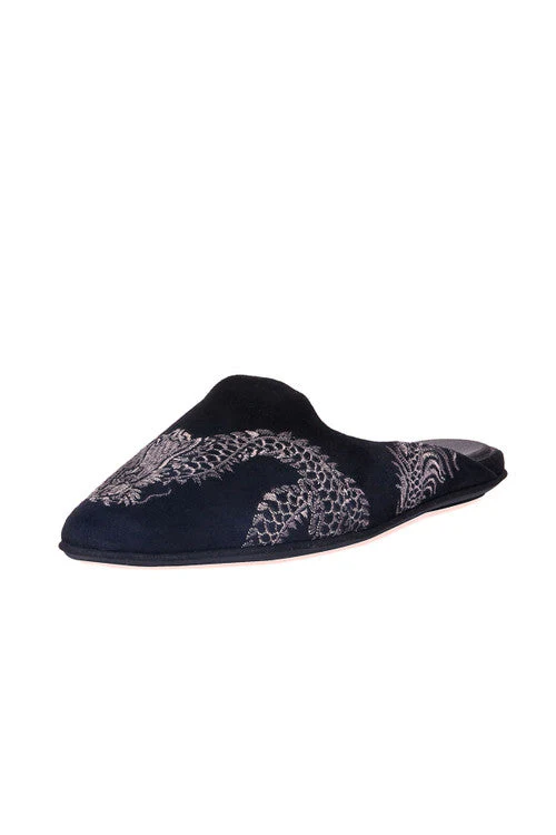 Image Suede Dragon Embroidery Slide
