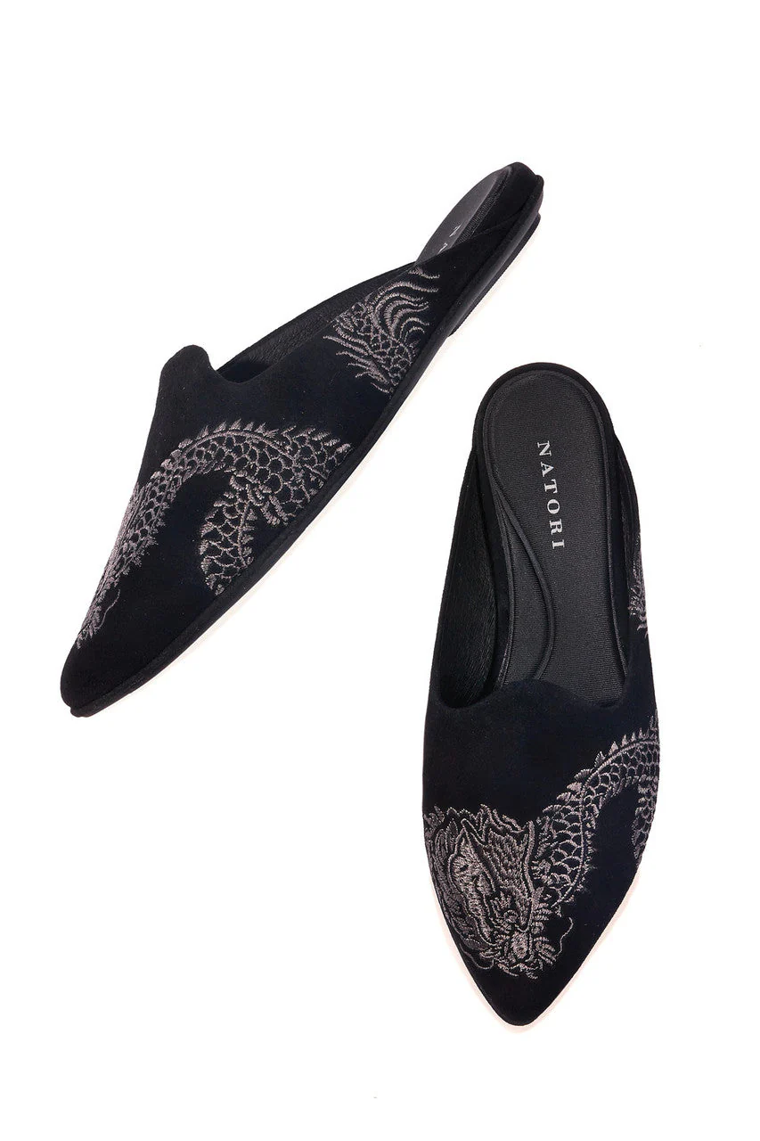Image Suede Dragon Embroidery Slide - Image 2