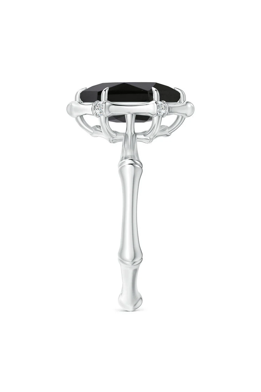 Indochine 14k Black Onyx & Diamond Bamboo Frame Ring - Image 6
