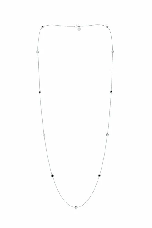 Indochine 14k Black & White 36 Inch Diamond Station Necklace