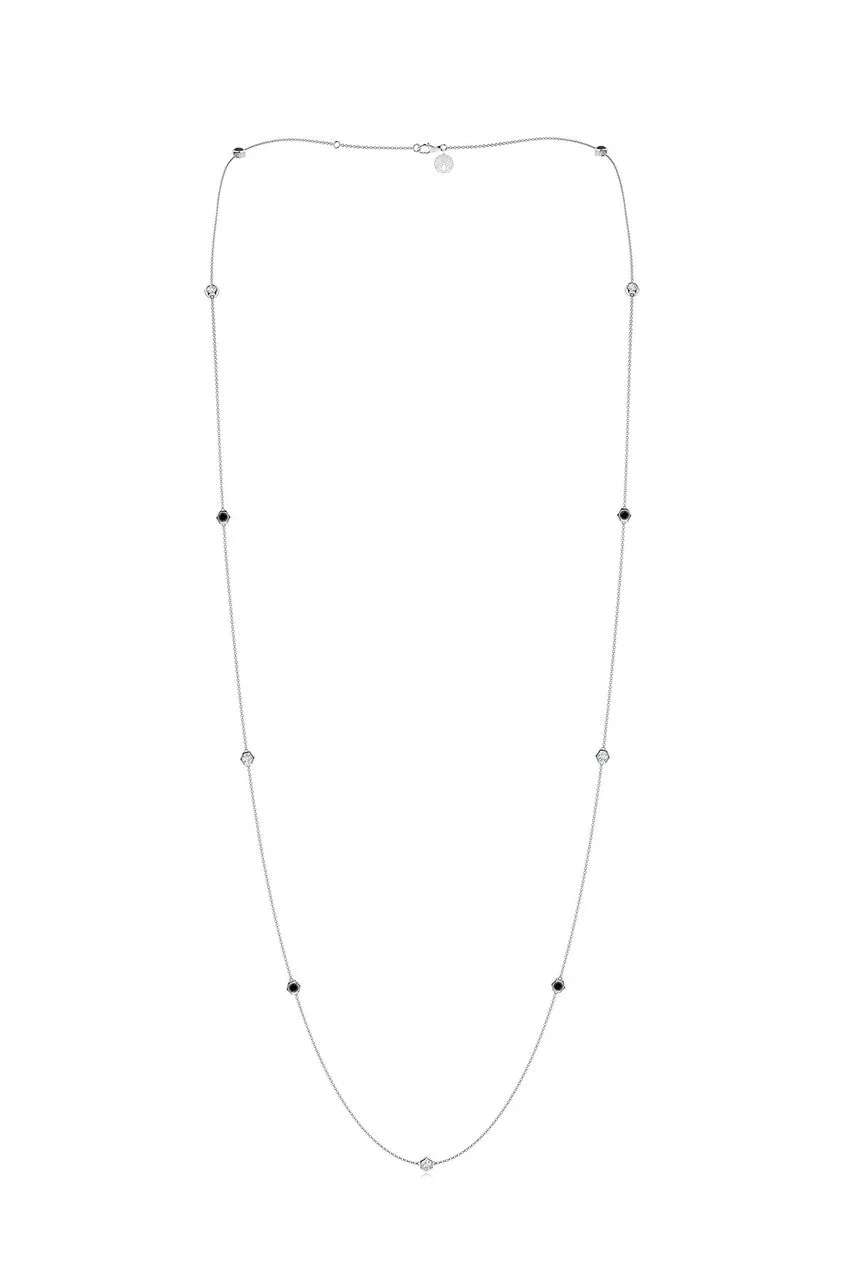 Indochine 14k Black & White 36 Inch Diamond Station Necklace - Image 2