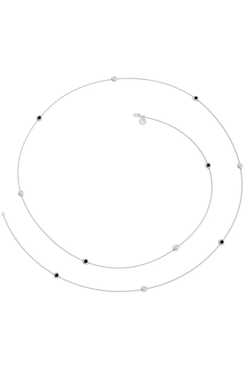 Indochine 14k Black & White 36 Inch Diamond Station Necklace - Image 3