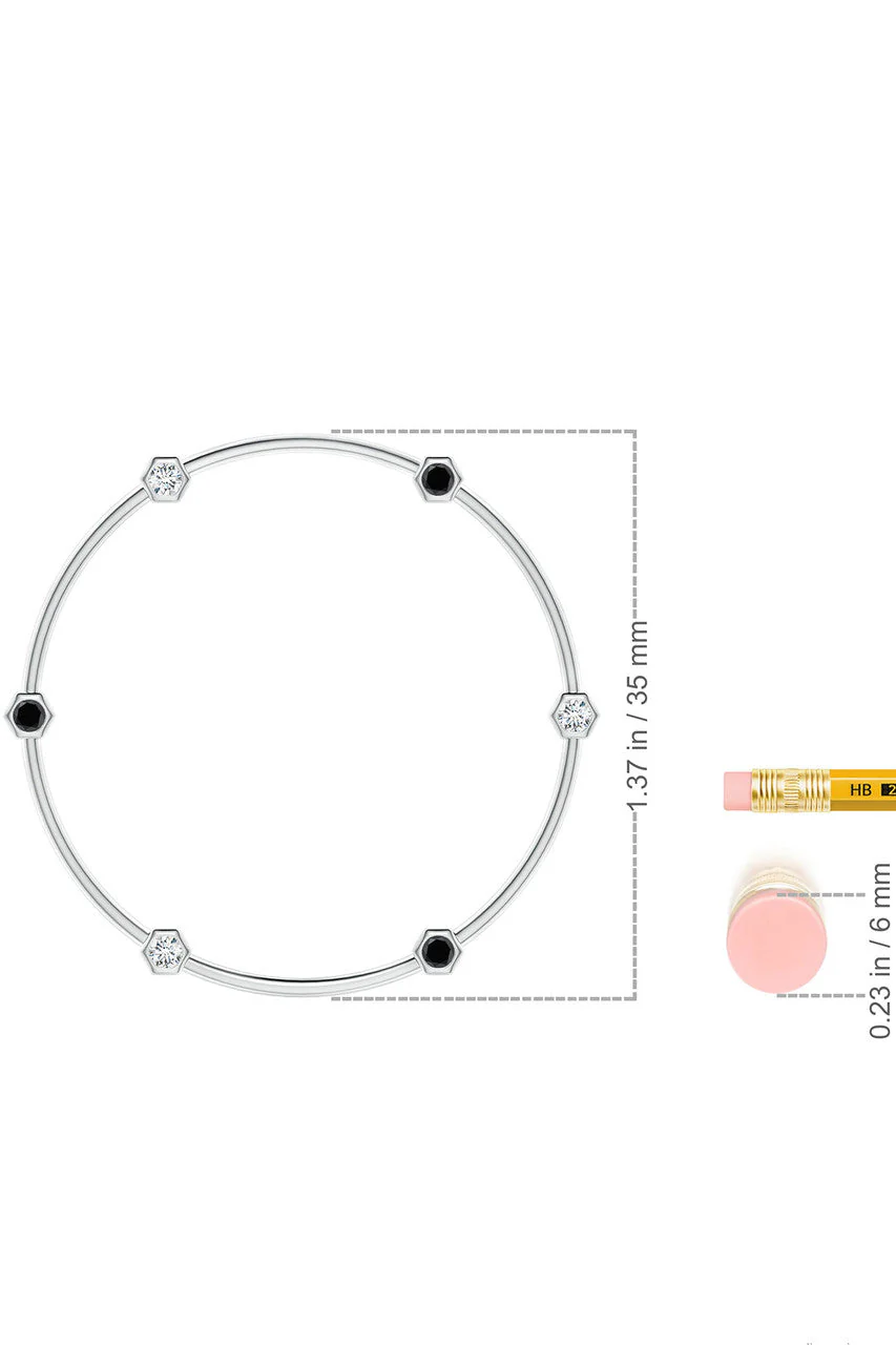 Indochine 14k Black & White Diamond Circle Pendant Necklace - Image 6
