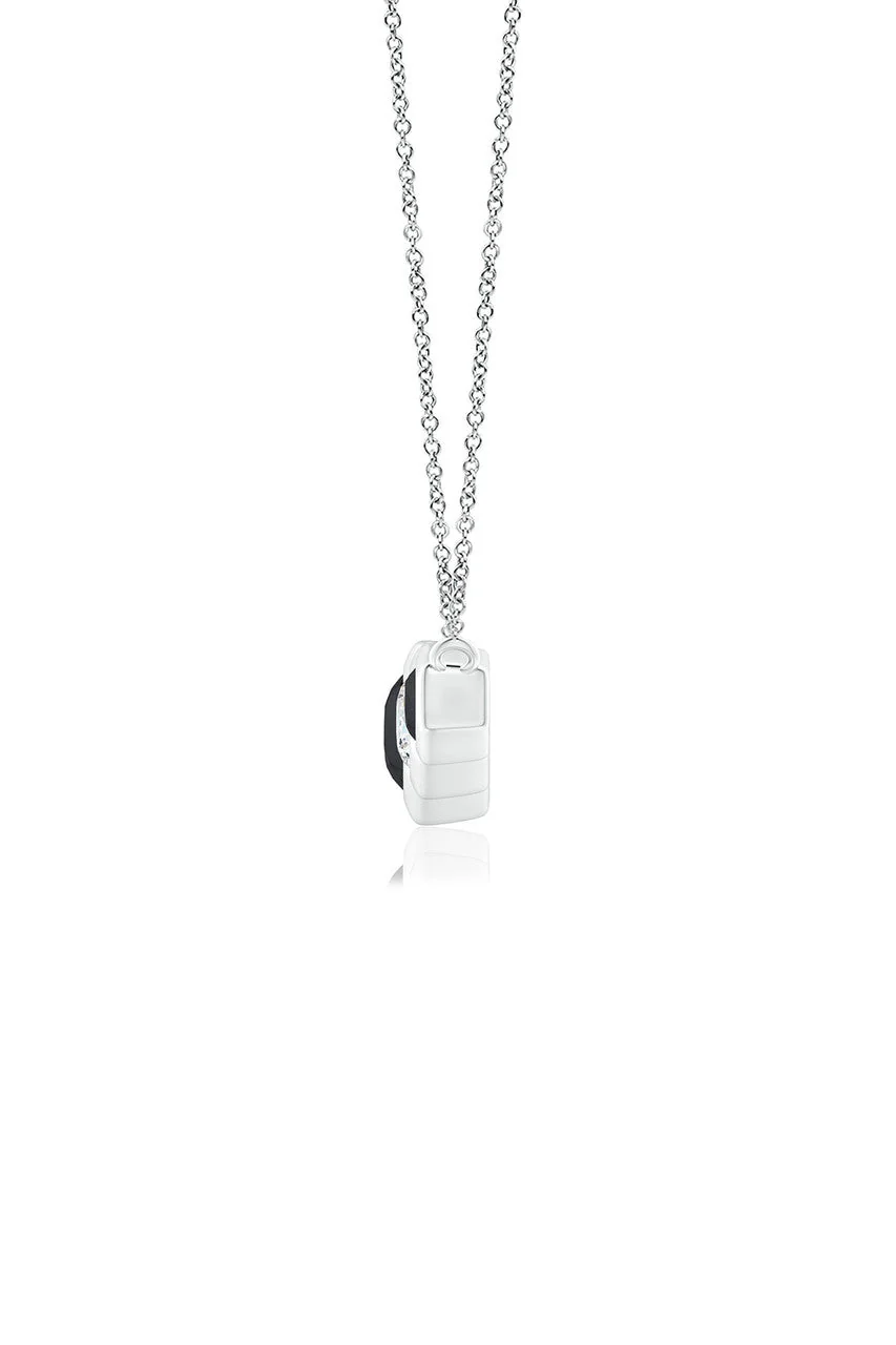 Indochine 14k Black & White Diamond Tapering Hexagon Bar Necklace - Image 5