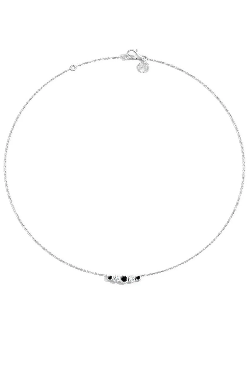 Indochine 14k Black & White Diamond Tapering Hexagon Bar Necklace - Image 6