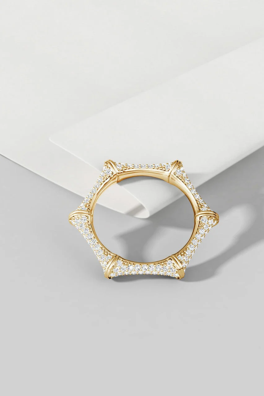 Indochine 14k Diamond Pave Bamboo Eternity Ring