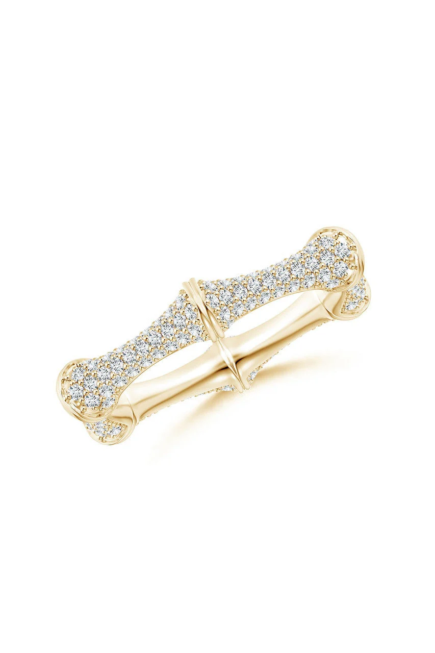 Indochine 14k Diamond Pave Bamboo Eternity Ring - Image 2