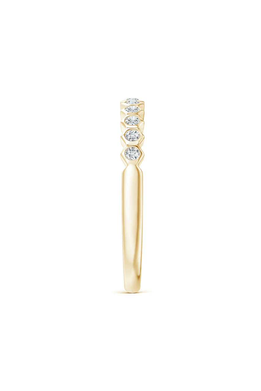 Indochine 14k Hexagon 11-Diamond Stacking Ring - Image 3