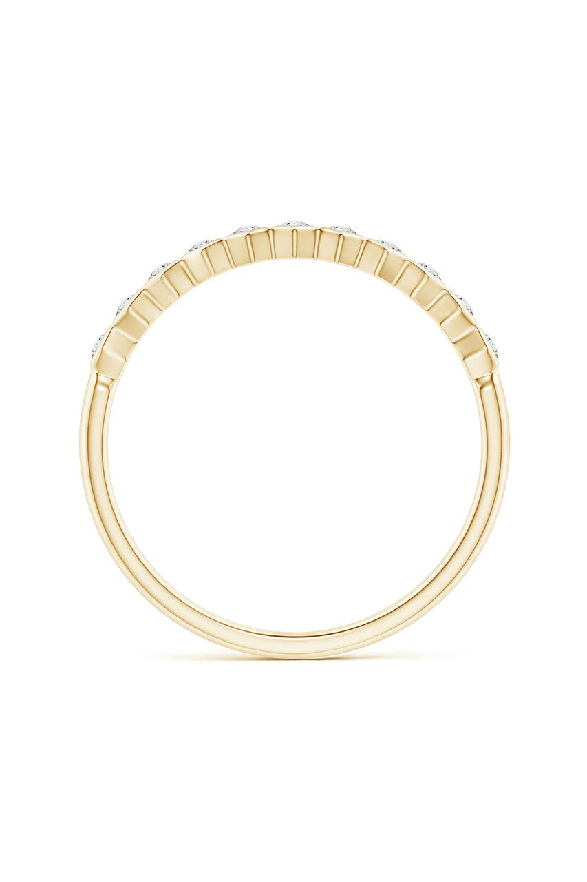 Indochine 14k Hexagon 11-Diamond Stacking Ring - Image 4
