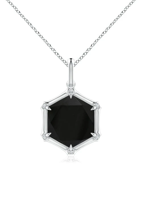 Indochine 14k Hexagon Black Onyx Diamond Necklace