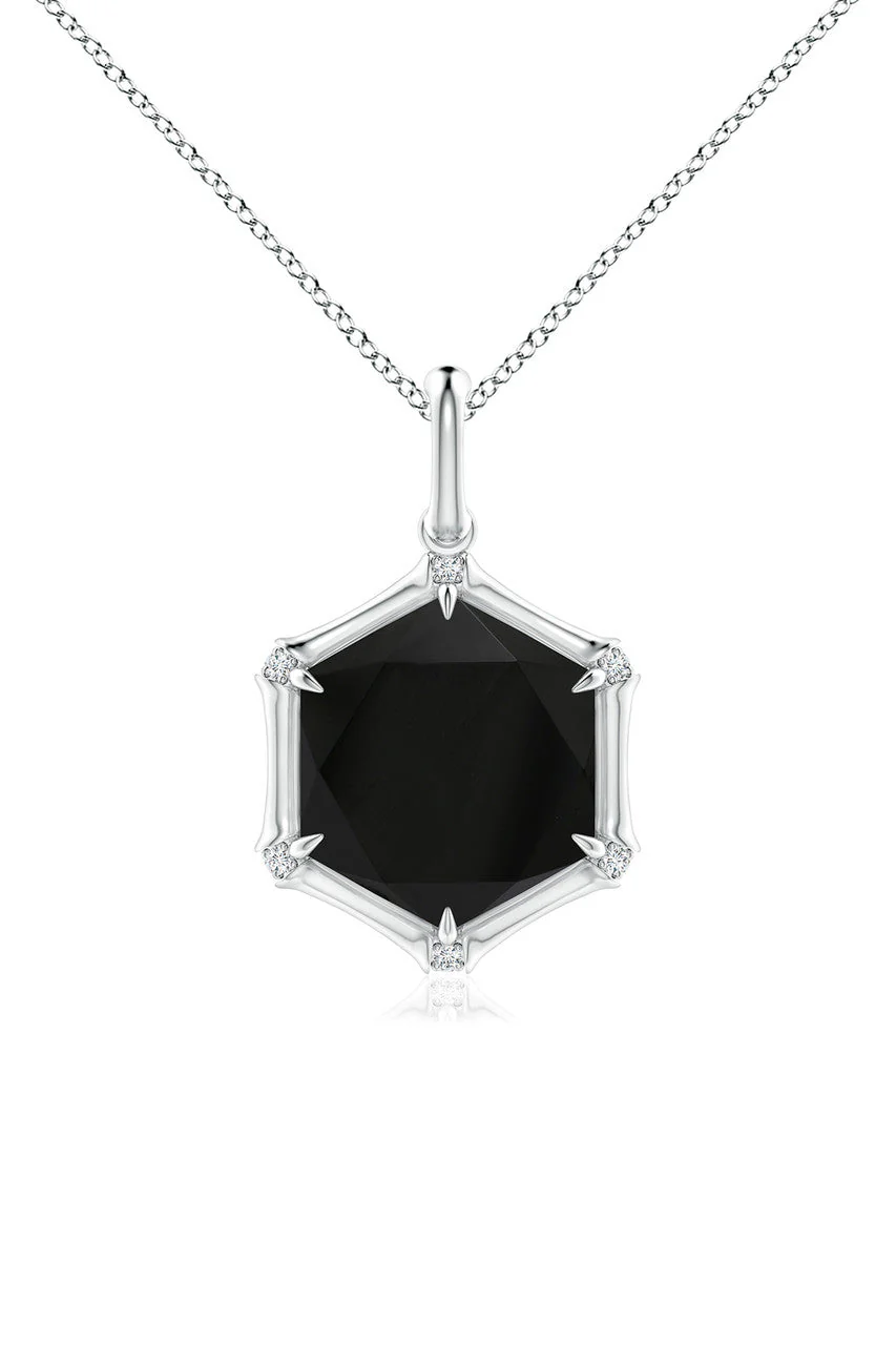 Indochine 14k Hexagon Black Onyx Diamond Necklace - Image 2