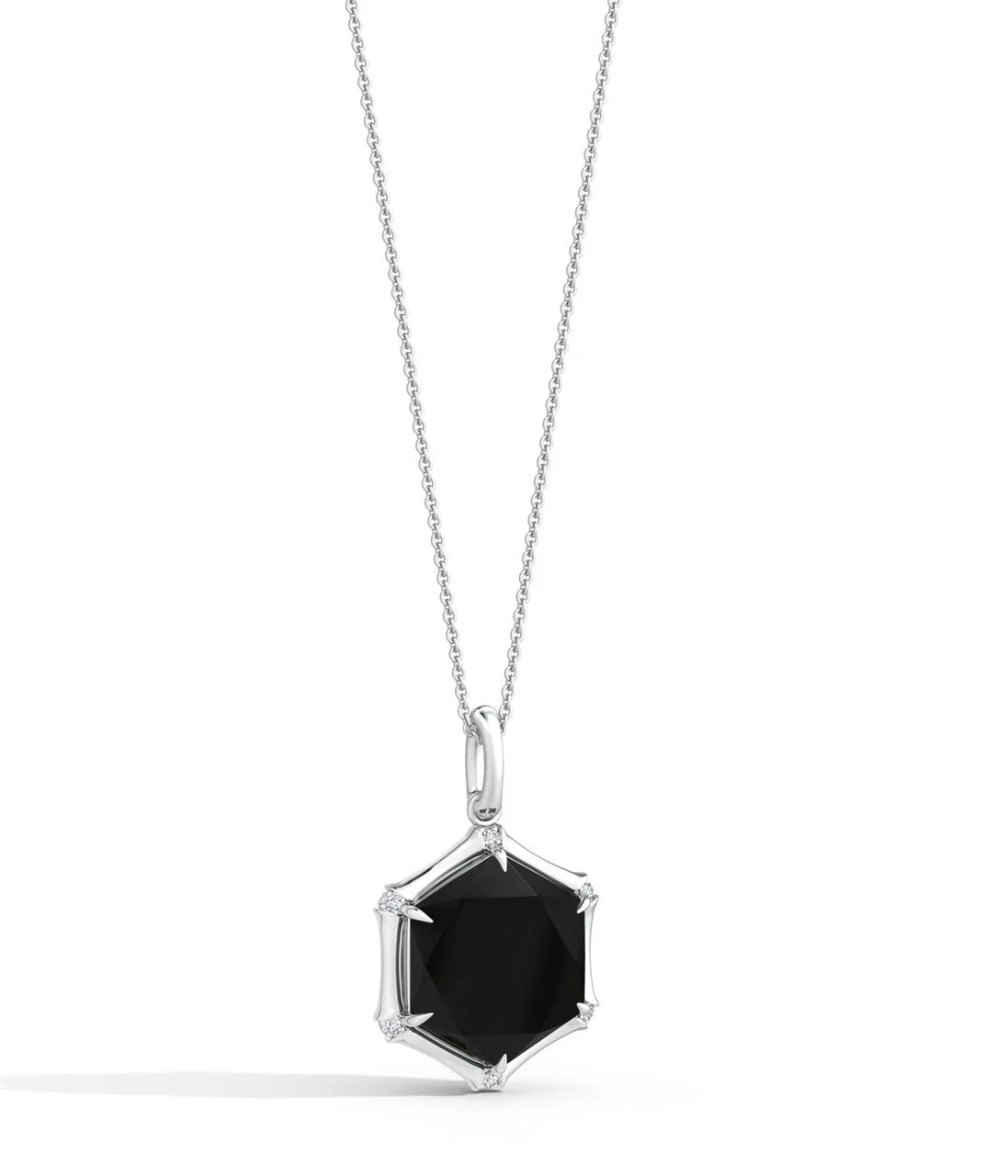 Indochine 14k Hexagon Black Onyx Diamond Necklace - Image 6