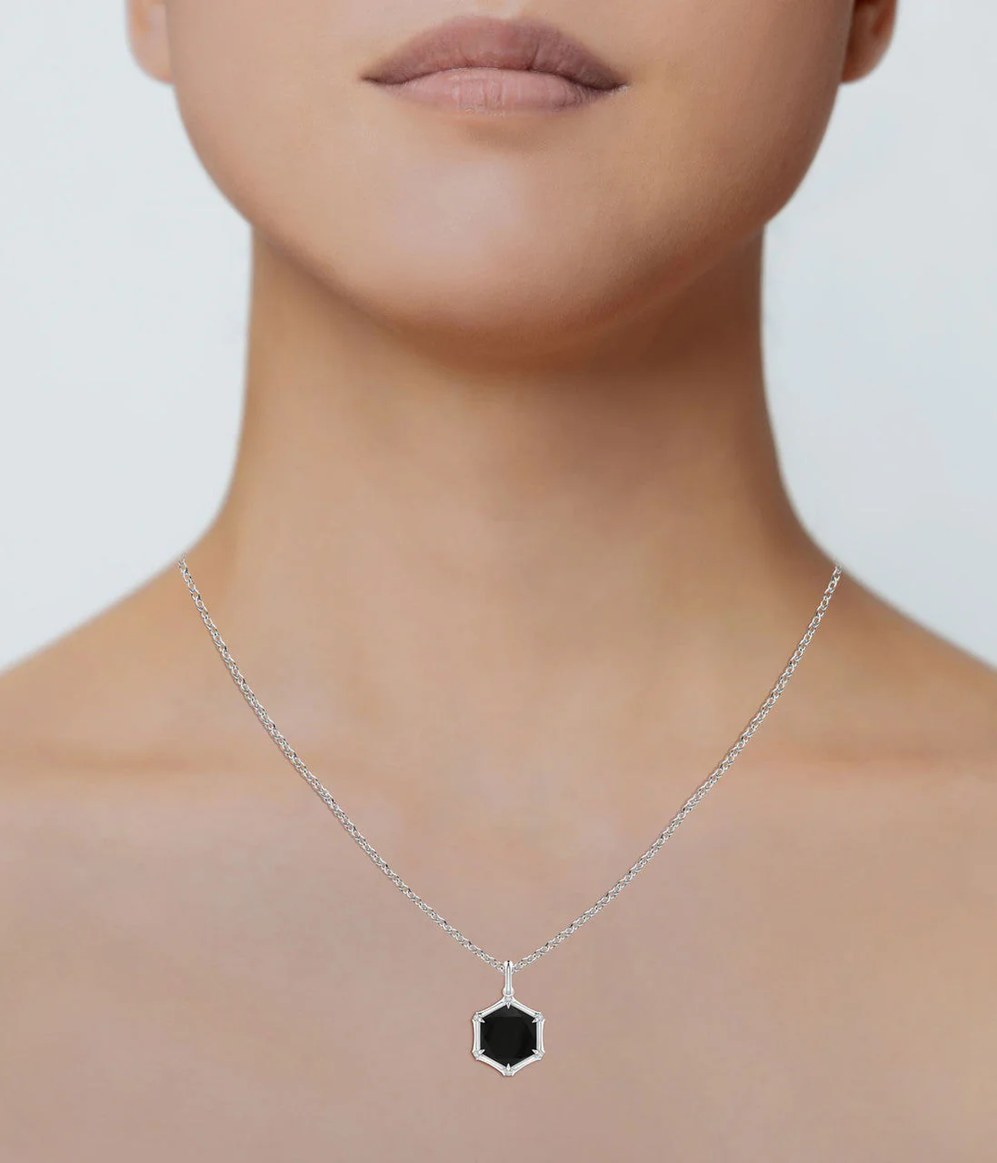 Indochine 14k Hexagon Black Onyx Diamond Necklace - Image 7